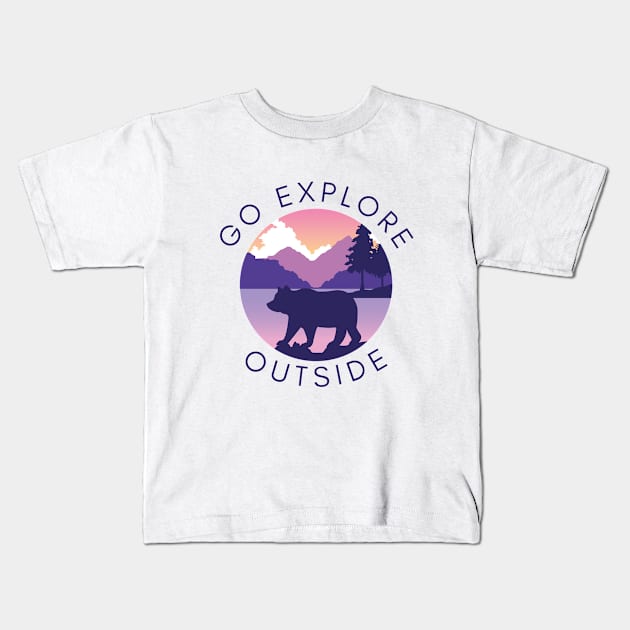 Go Explore Outside Kids T-Shirt by traveladventureapparel@gmail.com